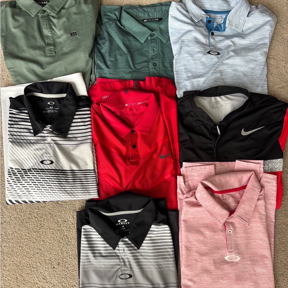 Barely used polos Oakley, Nike, Travis Matthew
